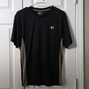 Russell Athletic  dri power 360 black and gray short sleeve shirt Sz M EUC
